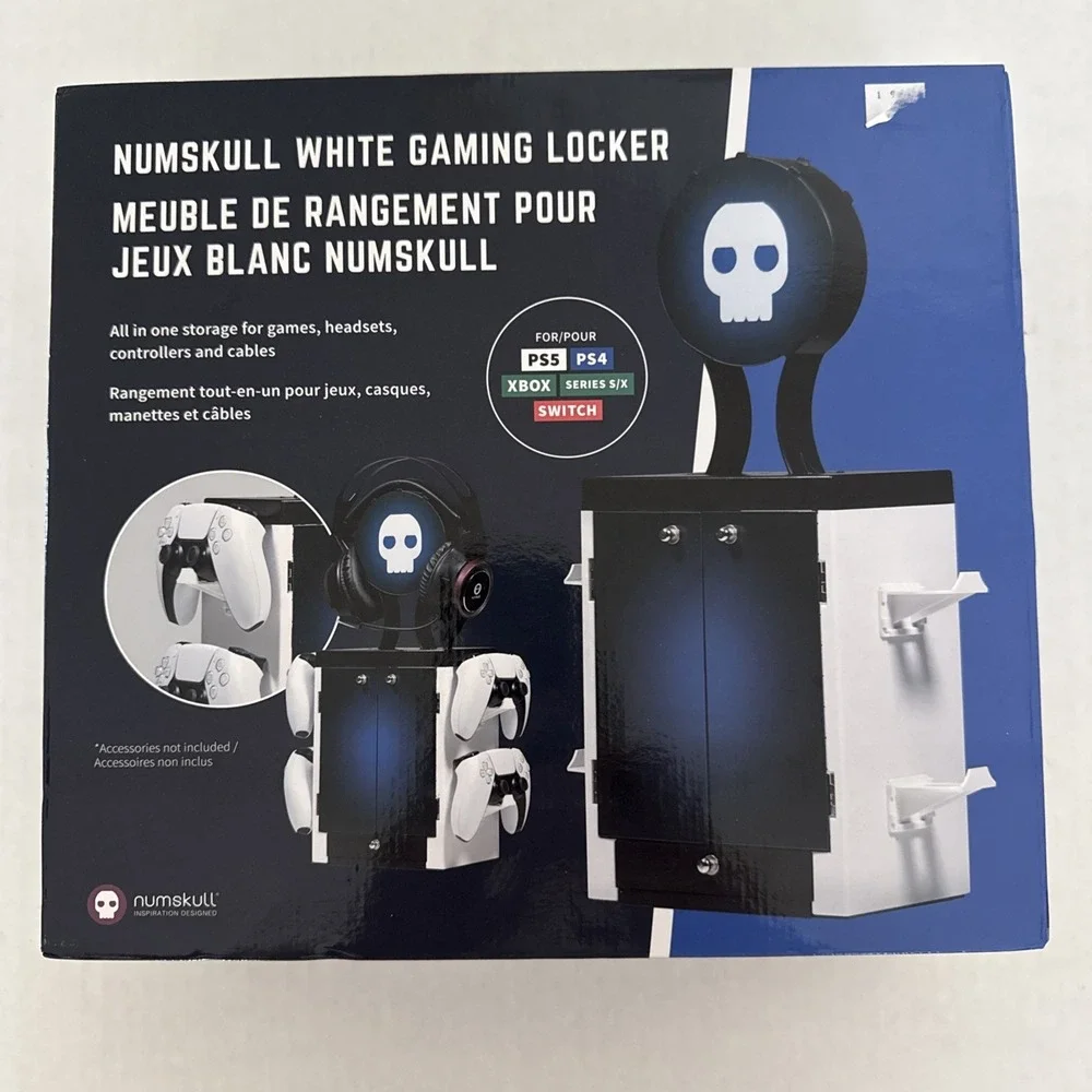 Numskull White Gaming Locker Storage‎ for Games Headset Controllers PS5 PS4 XBox